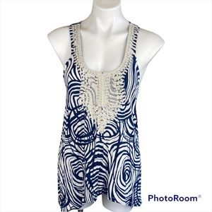Anthro Vanessa Virgina Blue Print Coriolis Top Size M
